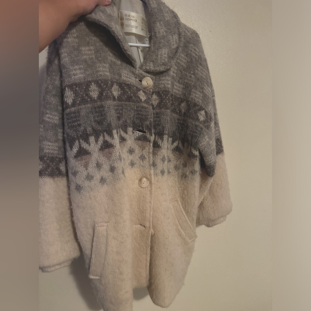 ICEWOOL Alafoss Iceland Wool Vintage Cardigan Coatigan Sweater Coat Womens S